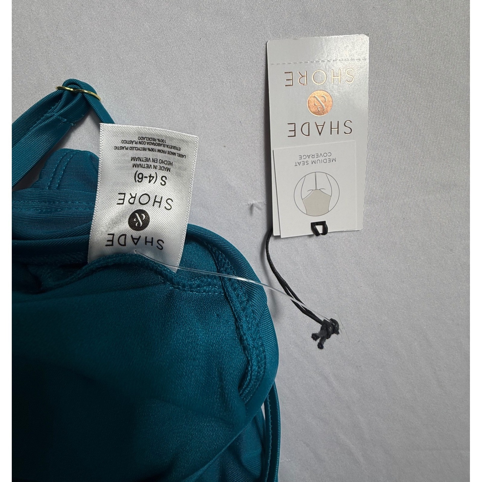 Shade & Shore Womens Teal Blue Cinched One Piece Swimsuit Size S 4-6 Nwt — image 3 of 7